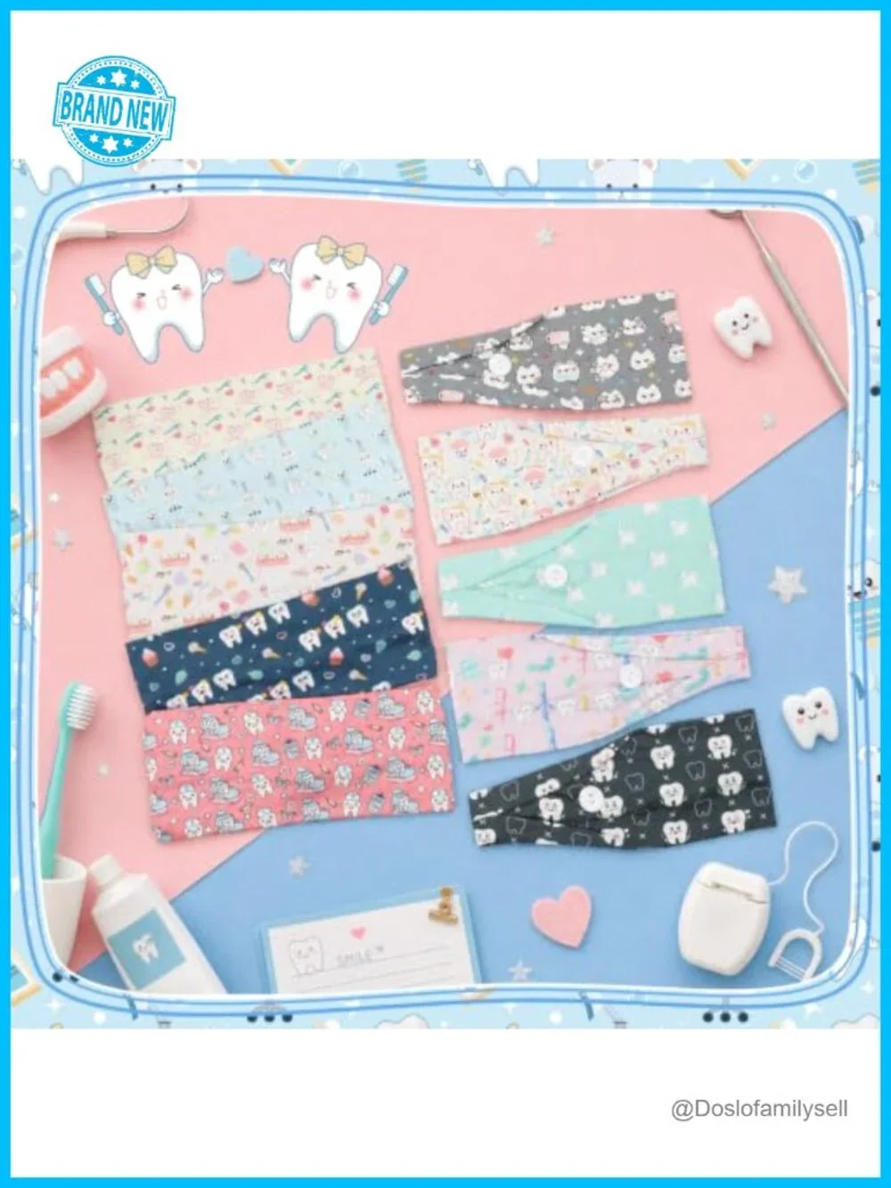 10 Non-Slip Elastic Dental Headbands with Mask Buttons for Nurse